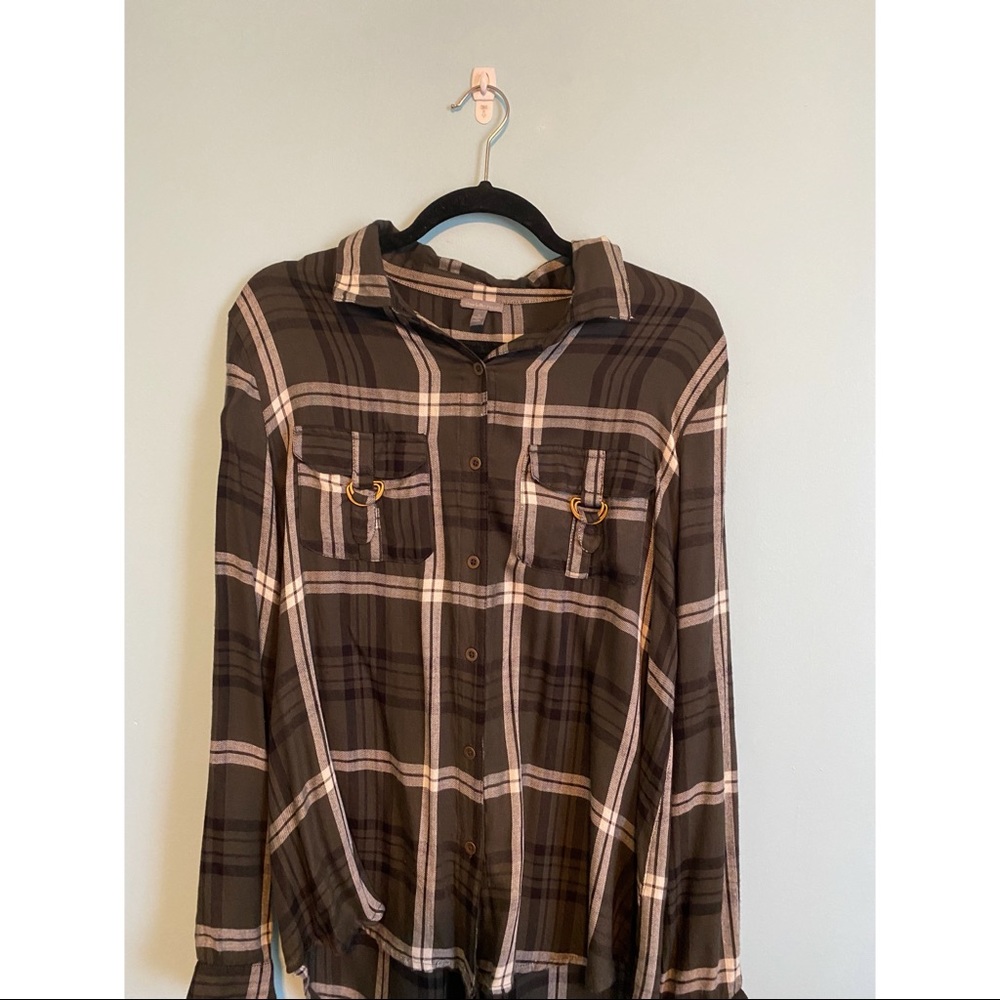 Charlotte Russe Olive Green Flannel Shirt